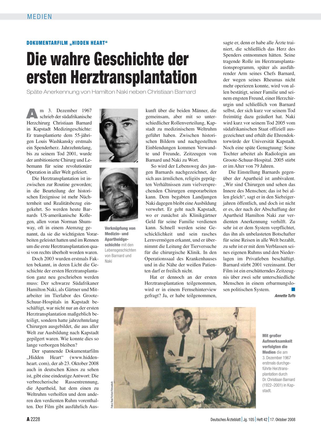 Vorschauseite 1: Dokumentarfilm „Hidden Heart“: Die wahre Geschichte der ersten Herztransplantation