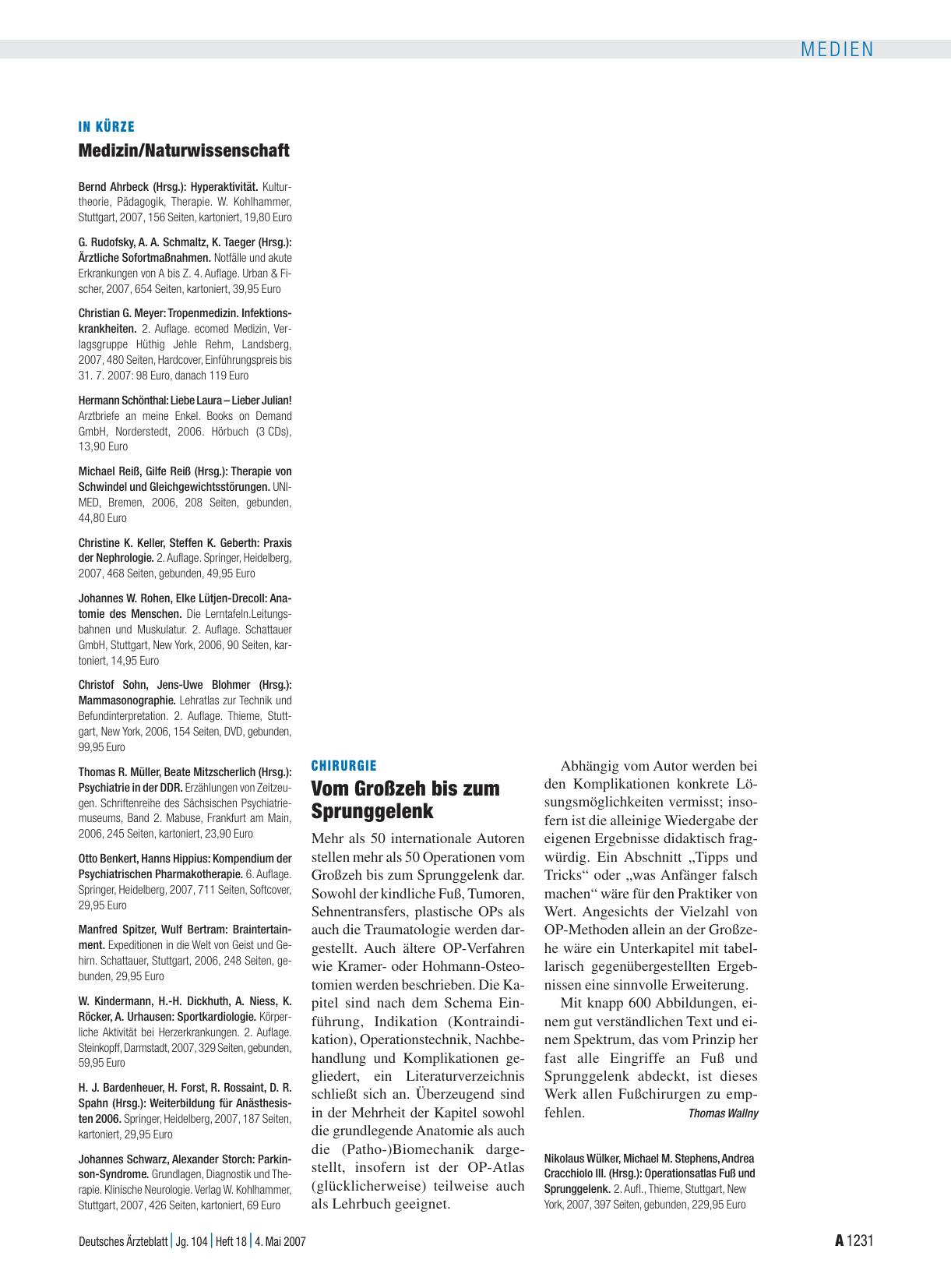 Vorschauseite 1: In kürze: Medizin/Naturwissenschaft
