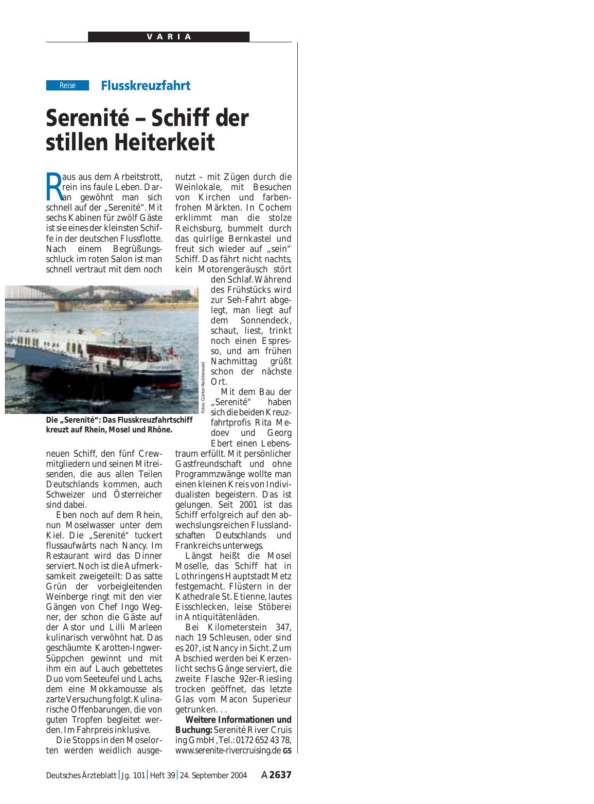 Vorschauseite 1: Flusskreuzfahrt: Serenité – Schiff der stillen Heiterkeit