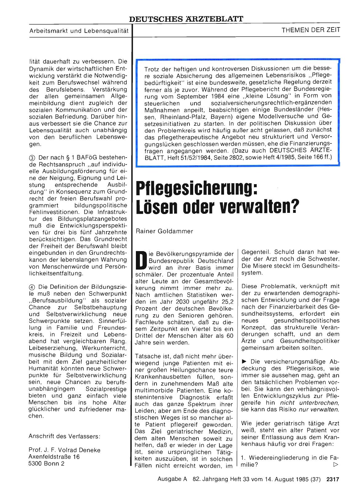 Vorschauseite 1: Pflegesicherung: Lösen oder verwalten?