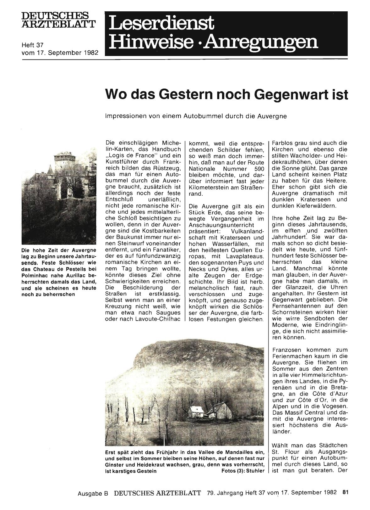 Vorschauseite 1: Wo das Gestern noch Gegenwart ist: Impressionen von einem Autobummel durch die Auvergne