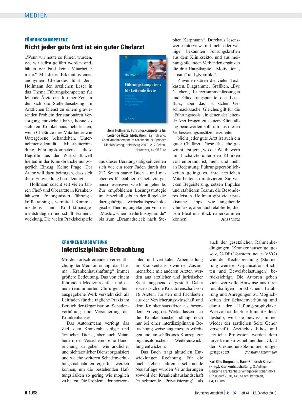 Vorschauseite 1: Krankenhaushaftung: Interdisziplinäre Betrachtung