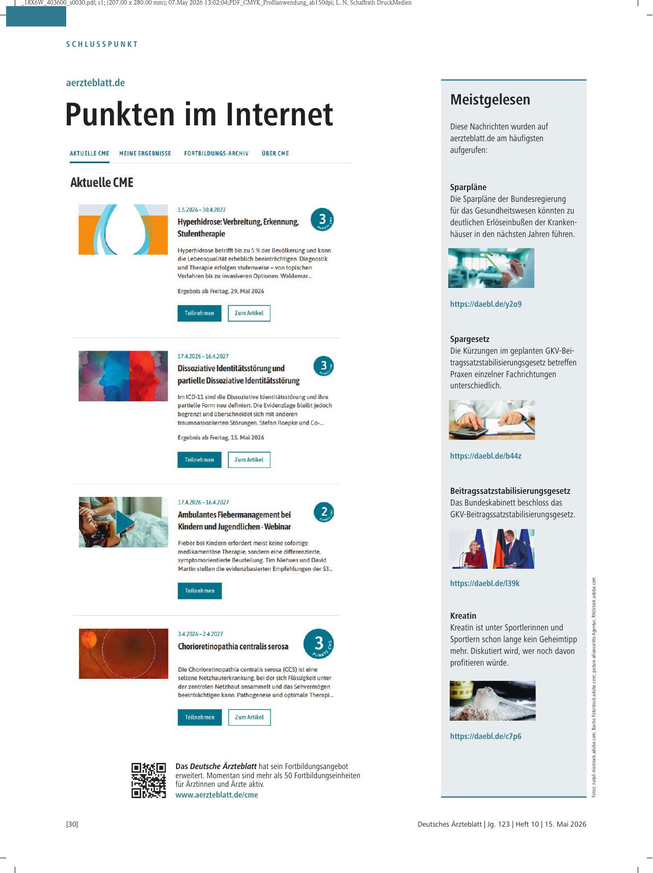 Vorschauseite 1: aerzteblatt.de: Punkten im Internet