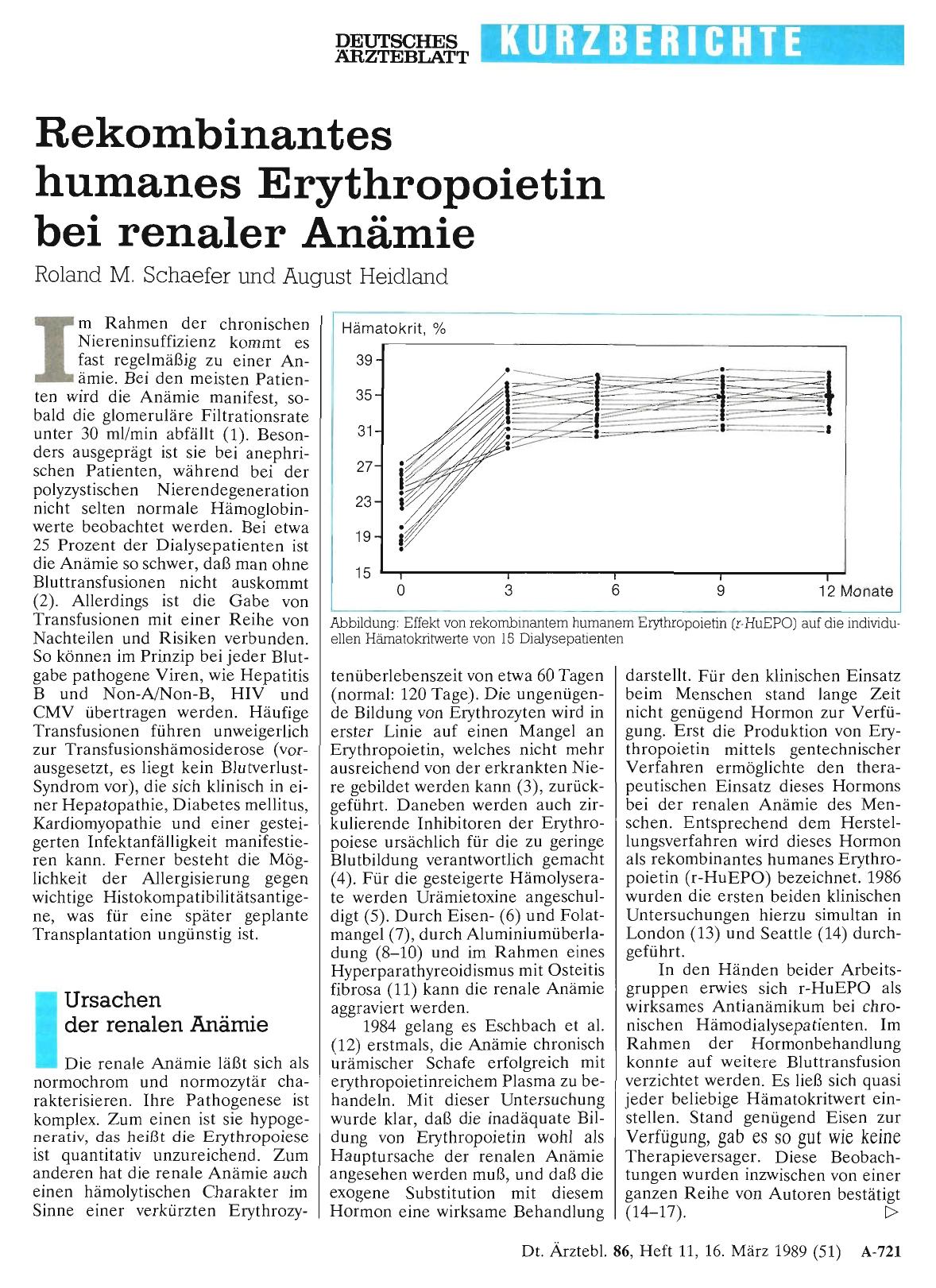 Vorschauseite 1: Rekombinantes humanes Erythropoietin bei renaler Anämie