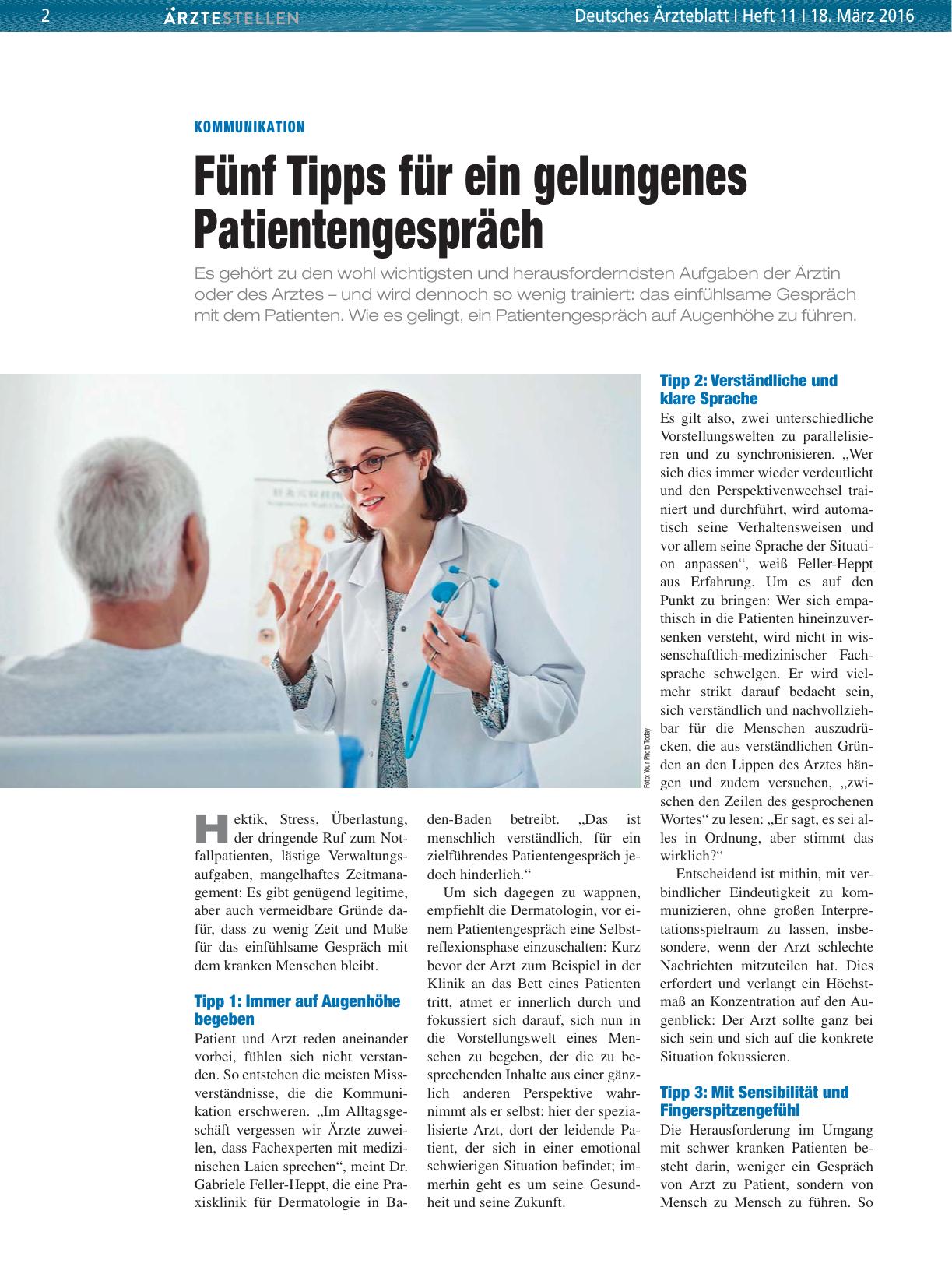 Vorschauseite 1: Kommunikation: Fünf Tipps für ein gelungenes Patientengespräch