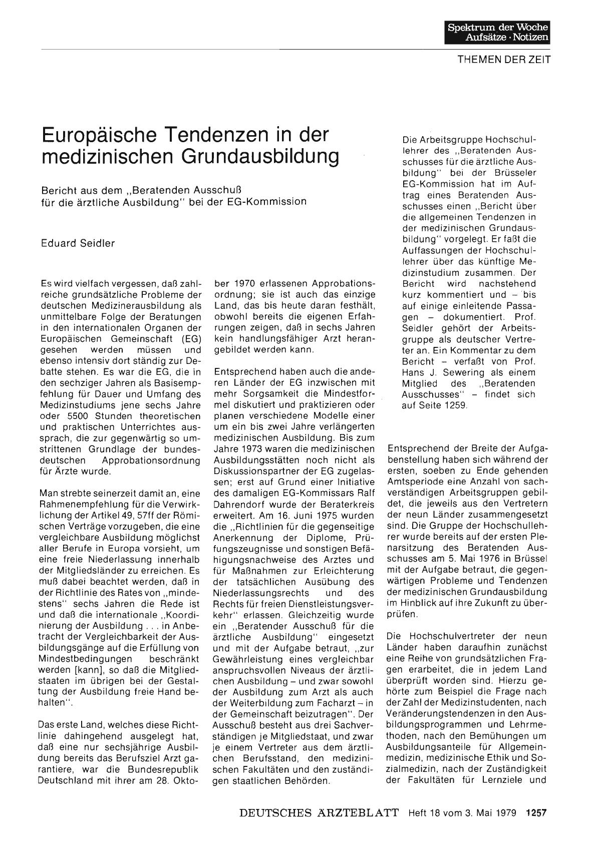 Vorschauseite 1: Europäische Tendenzen in der medizinischen Grundausbildung