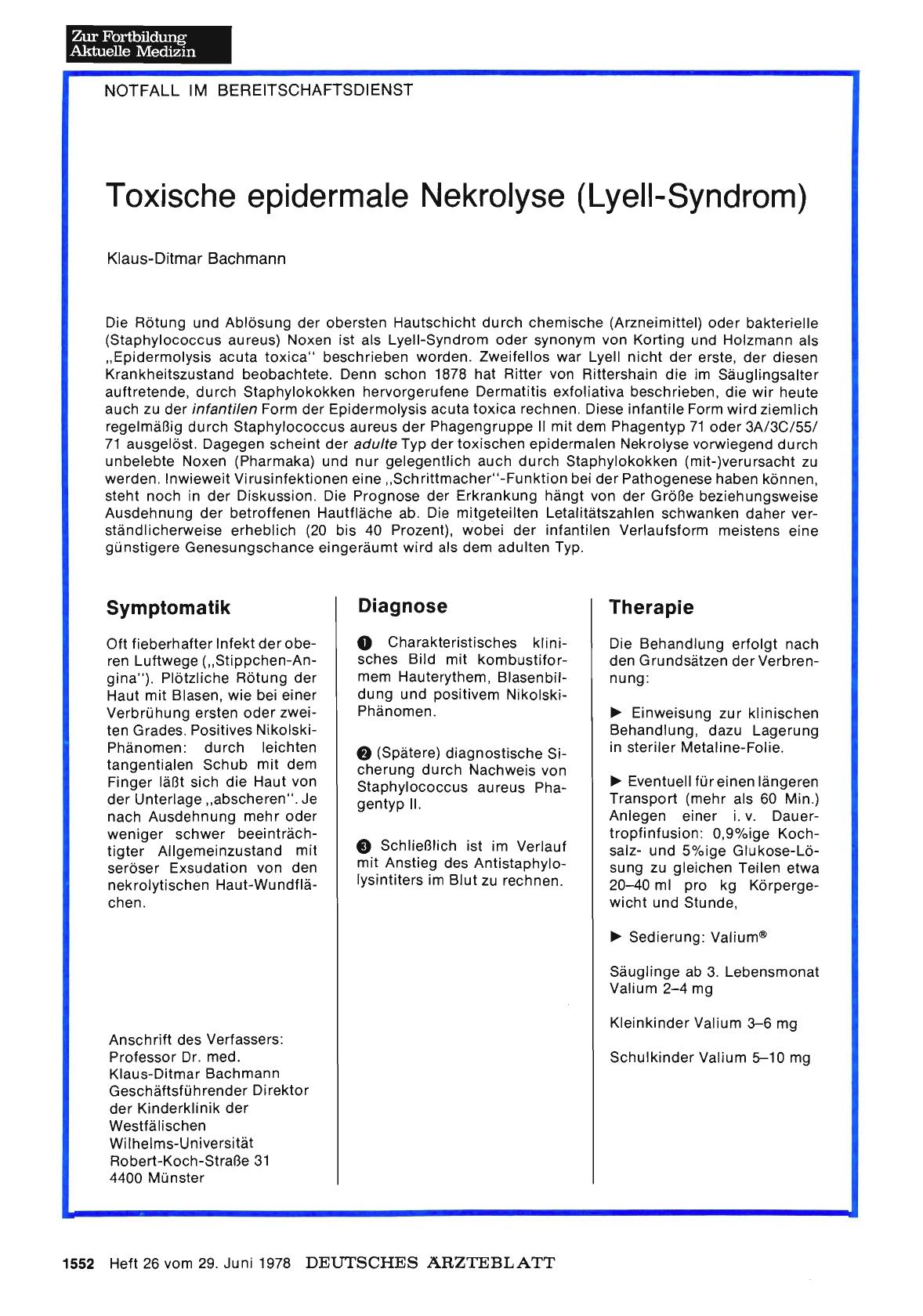 Vorschauseite 1: Toxische epidermale Nekrolyse (Lyell-Syndrom)