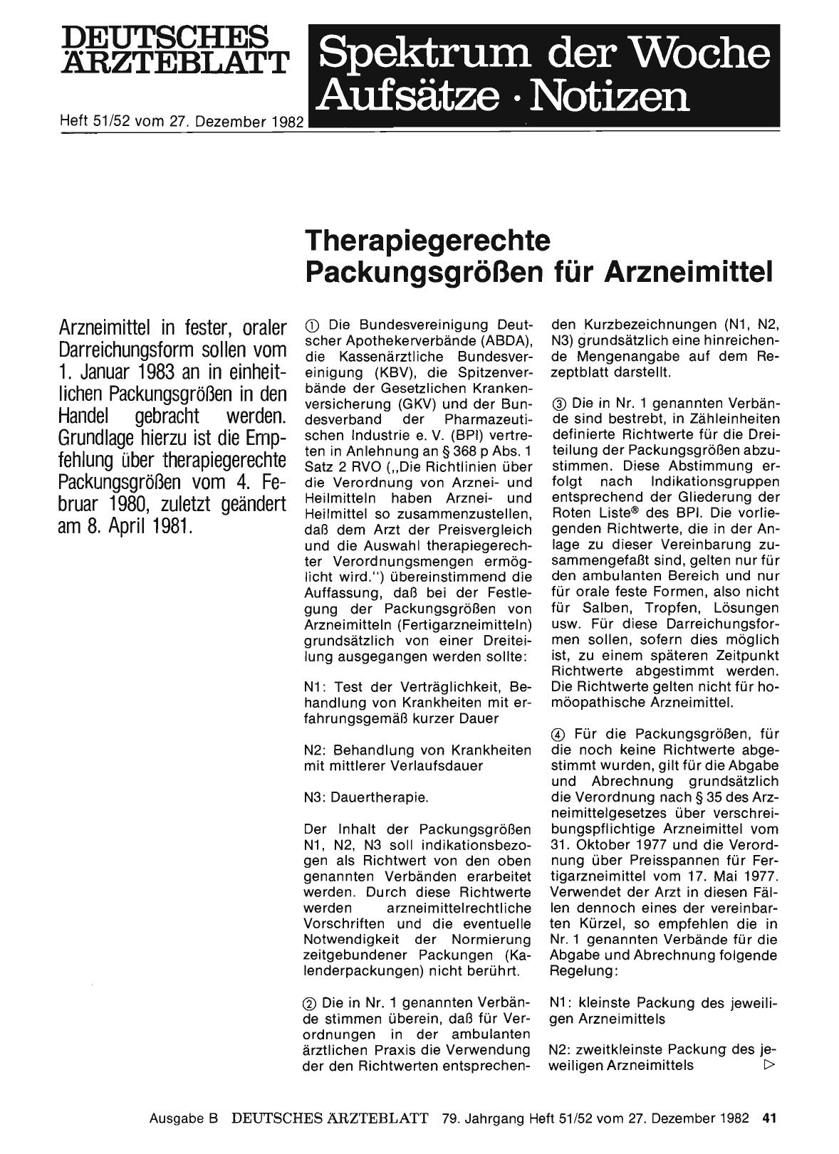 Vorschauseite 1: Therapiegerechte Packungsgrößen für Arzneimittel