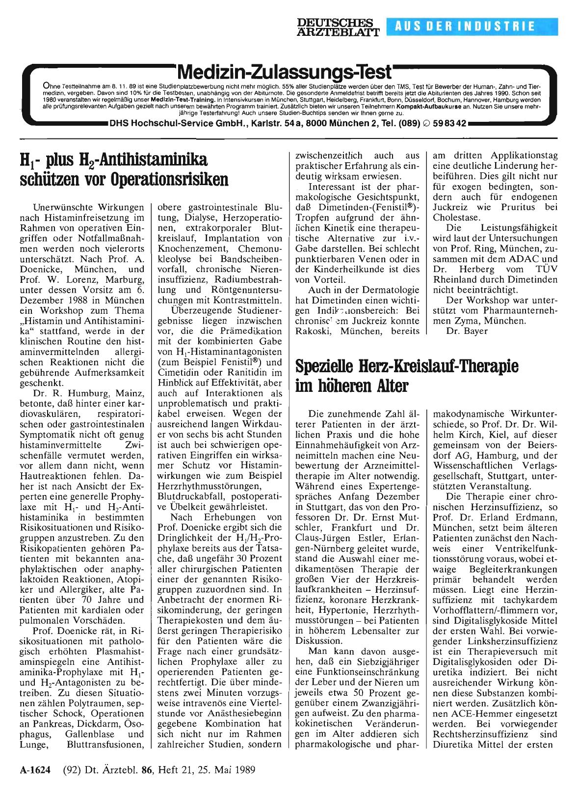 Vorschauseite 1: H1- plus H2-Antihistaminika schützen vor Operationsrisiken