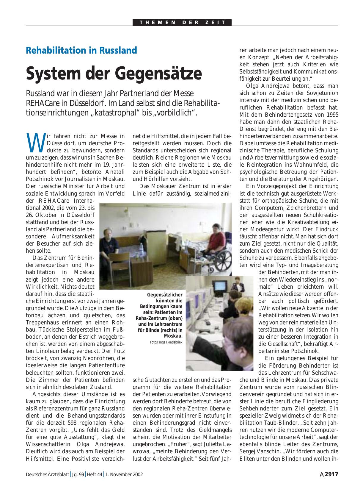 Vorschauseite 1: Rehabilitation in Russland: System der Gegensätze