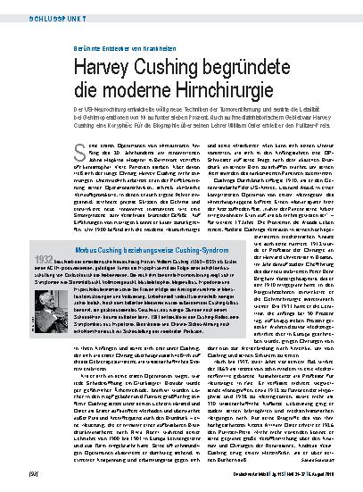 Vorschauseite 1: Berühmte Entdecker von Krankheiten: Harvey Cushing begründete die moderne Hirnchirurgie