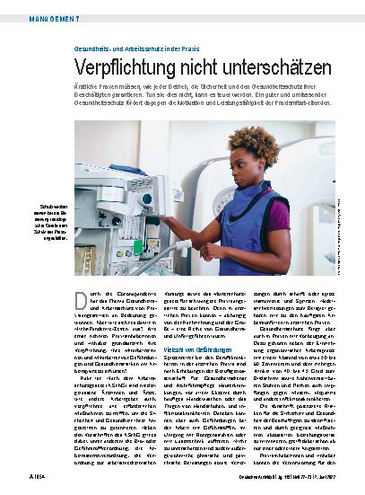 Vorschauseite 1: Gesundheitsund Arbeitsschutz in der Praxis: Verpflichtung nicht unterschätzen