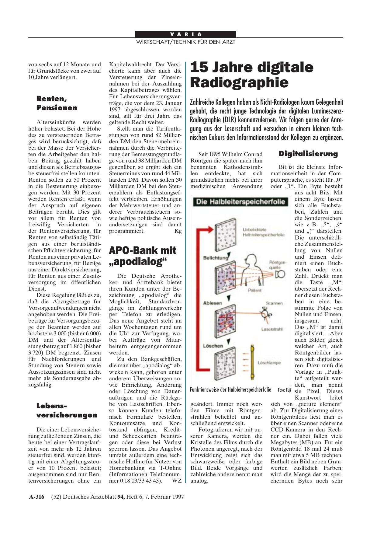 Vorschauseite 1: 15 Jahre digitale Radiographie