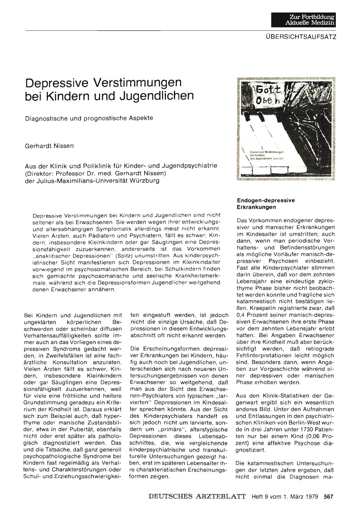 Vorschauseite 1: Depressive Verstimmungen bei Kindern und Jugendlichen: Diagnostische und prognostische Aspekte