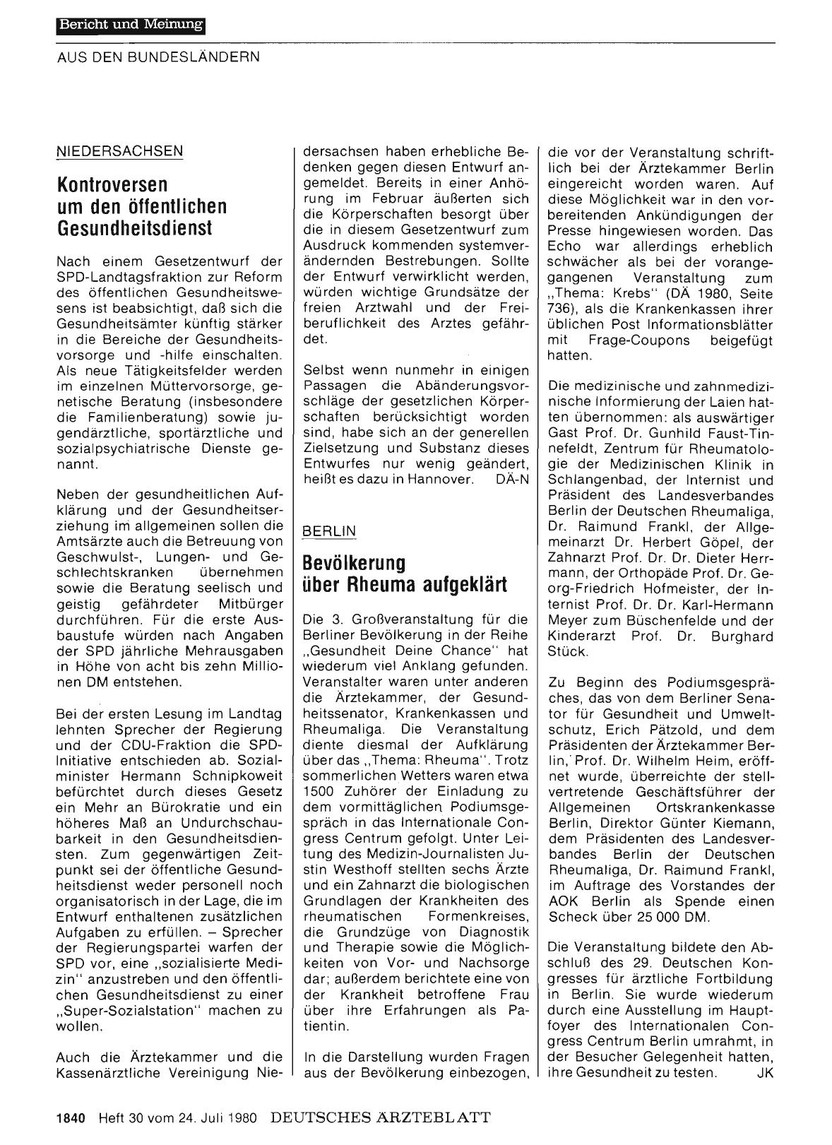 Vorschauseite 1: Berlin: Bevölkerung über Rheuma aufgeklärt