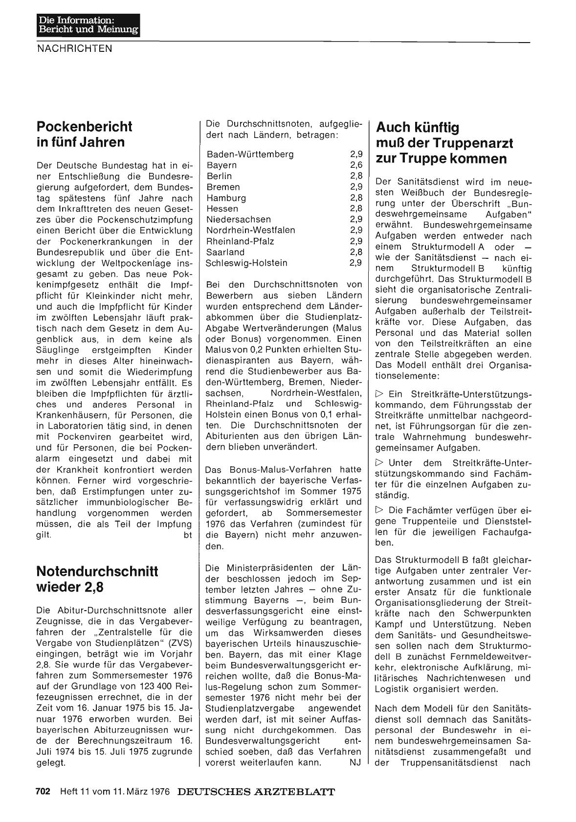 Vorschauseite 1: Pockenbericht in fünf Jahren