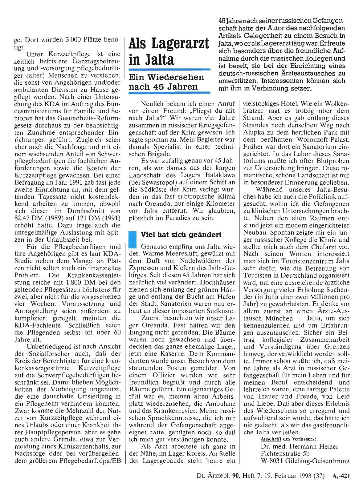 Vorschauseite 1: Als Lagerarzt in Jalta: Ein Wiedersehen nach 45 Jahren