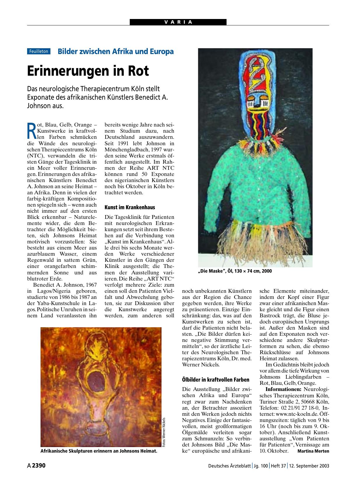 Vorschauseite 1: Bilder zwischen Afrika und Europa: Erinnerungen in Rot
