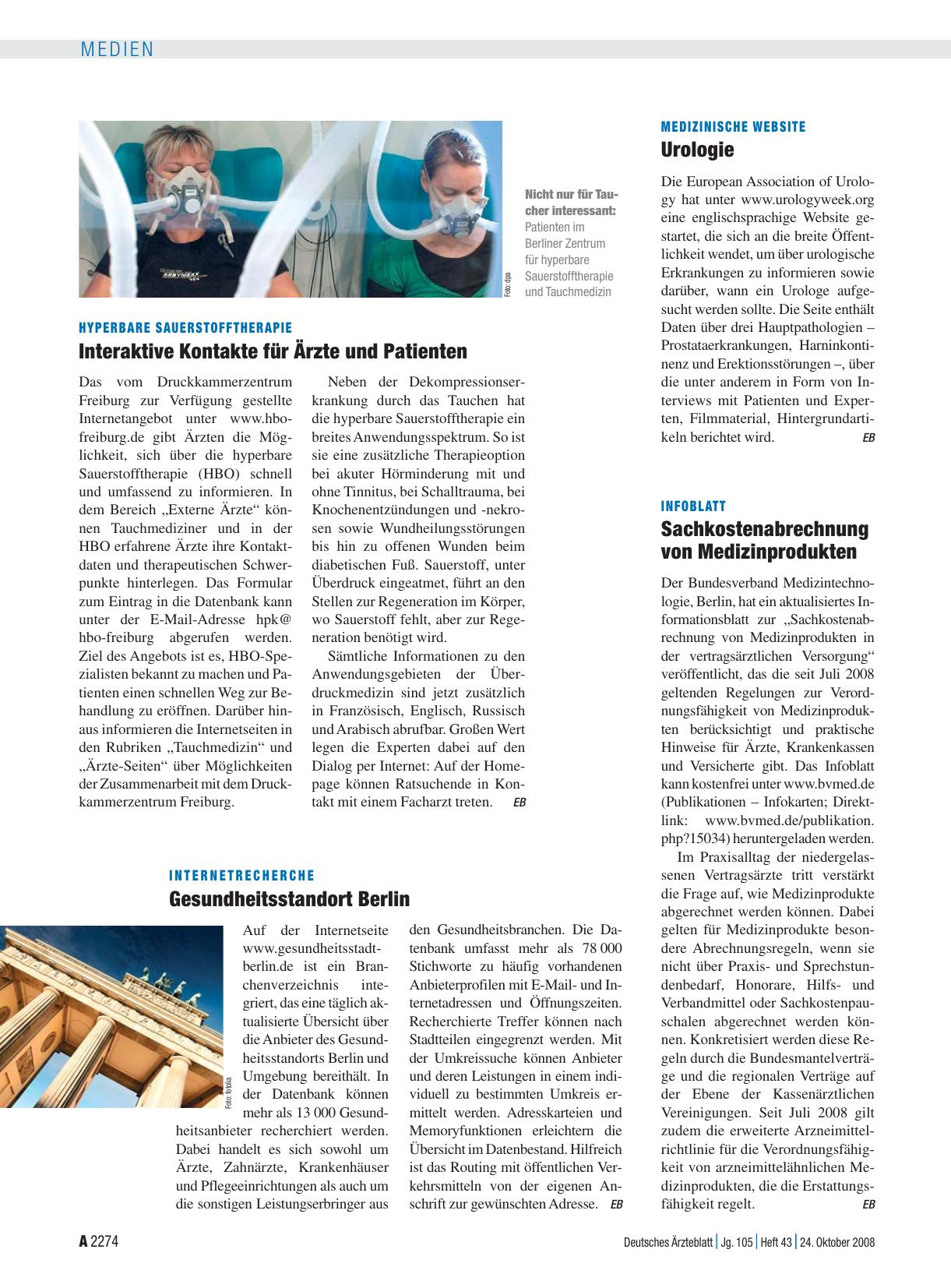 Vorschauseite 1: Internetrecherche: Gesundheitsstandort Berlin