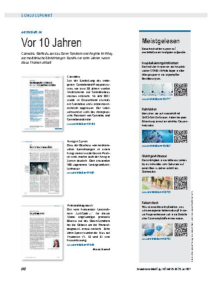 Vorschauseite 1: aerzteblatt.de: Vor 10 Jahren