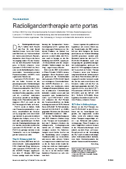 Vorschauseite 1: Prostatakarzinom: Radioligandentherapie ante portas