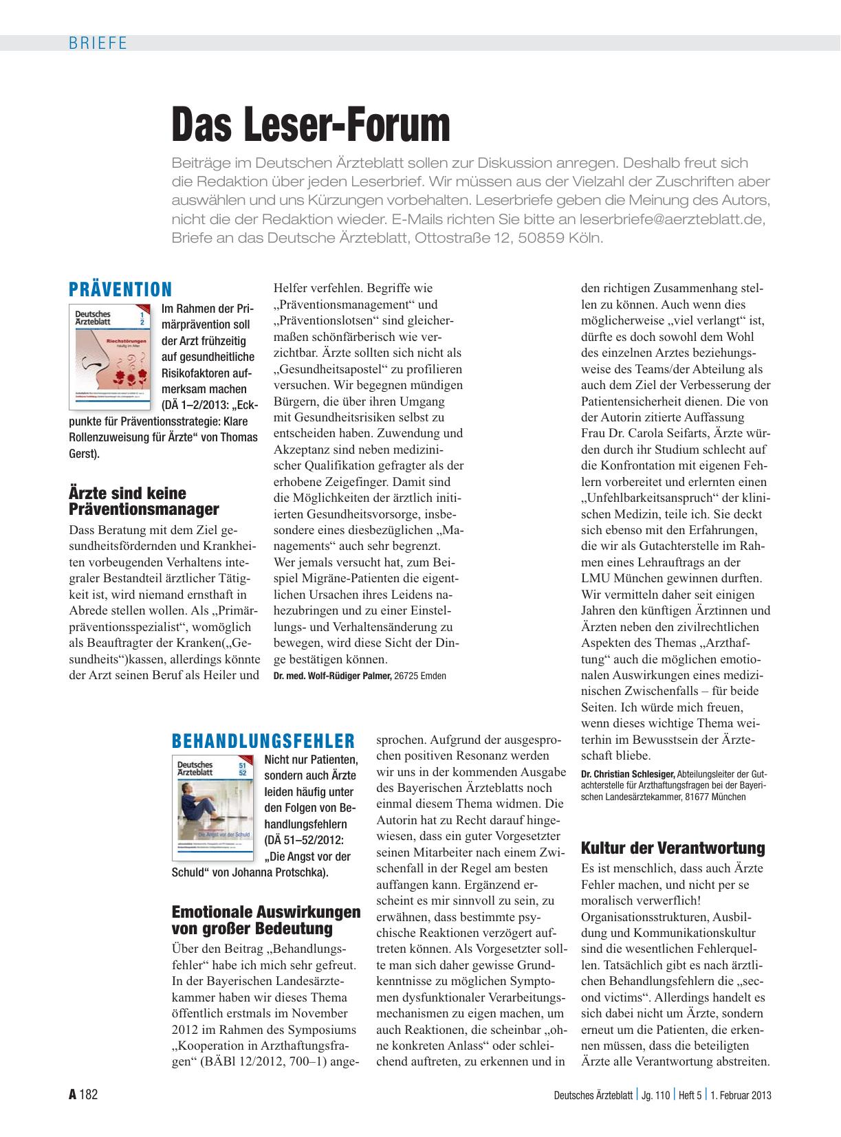 Vorschauseite 1: Behandlungsfehler: Kultur der Verantwortung