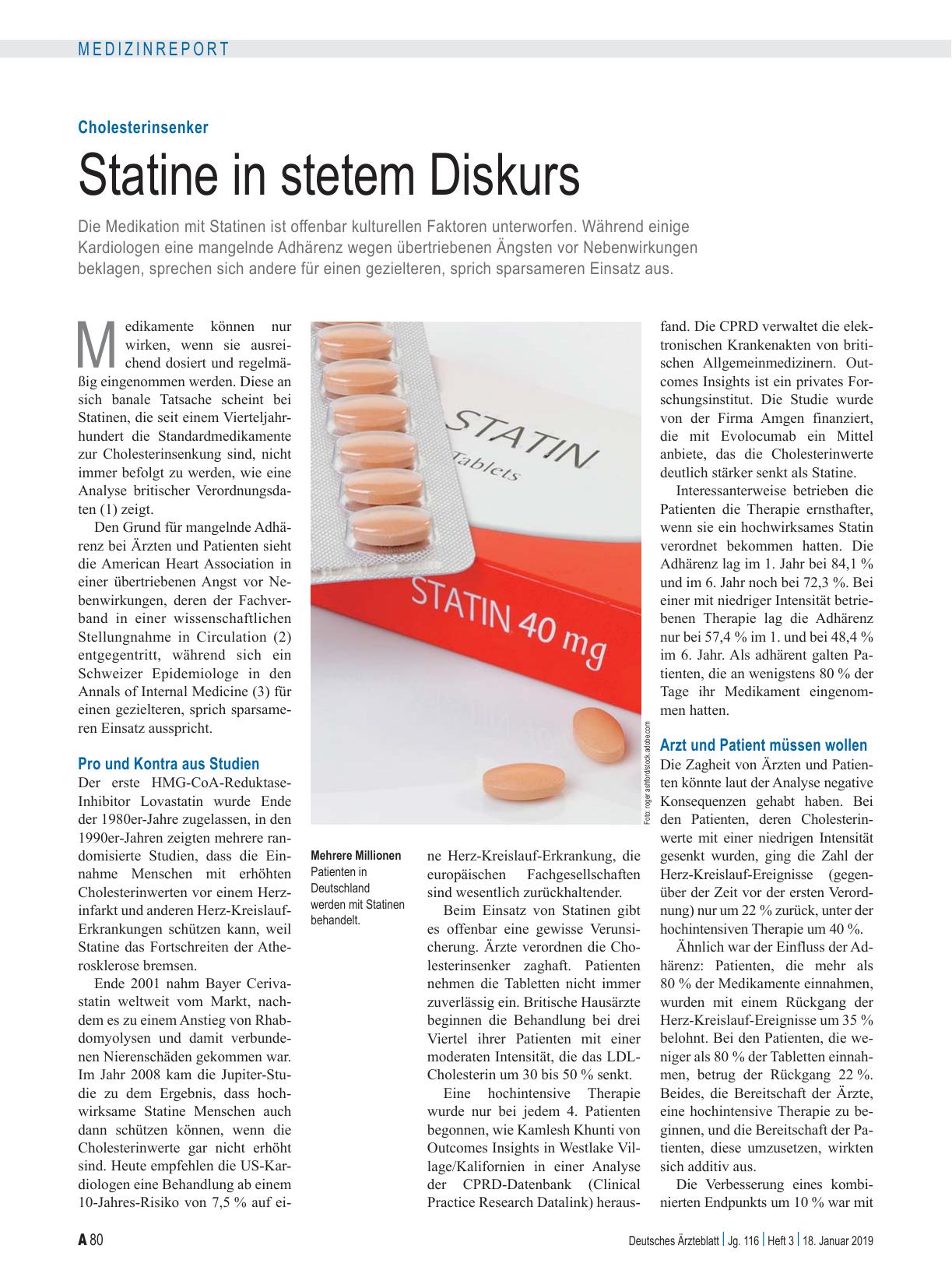 Vorschauseite 1: Cholesterinsenker: Statine in stetem Diskurs
