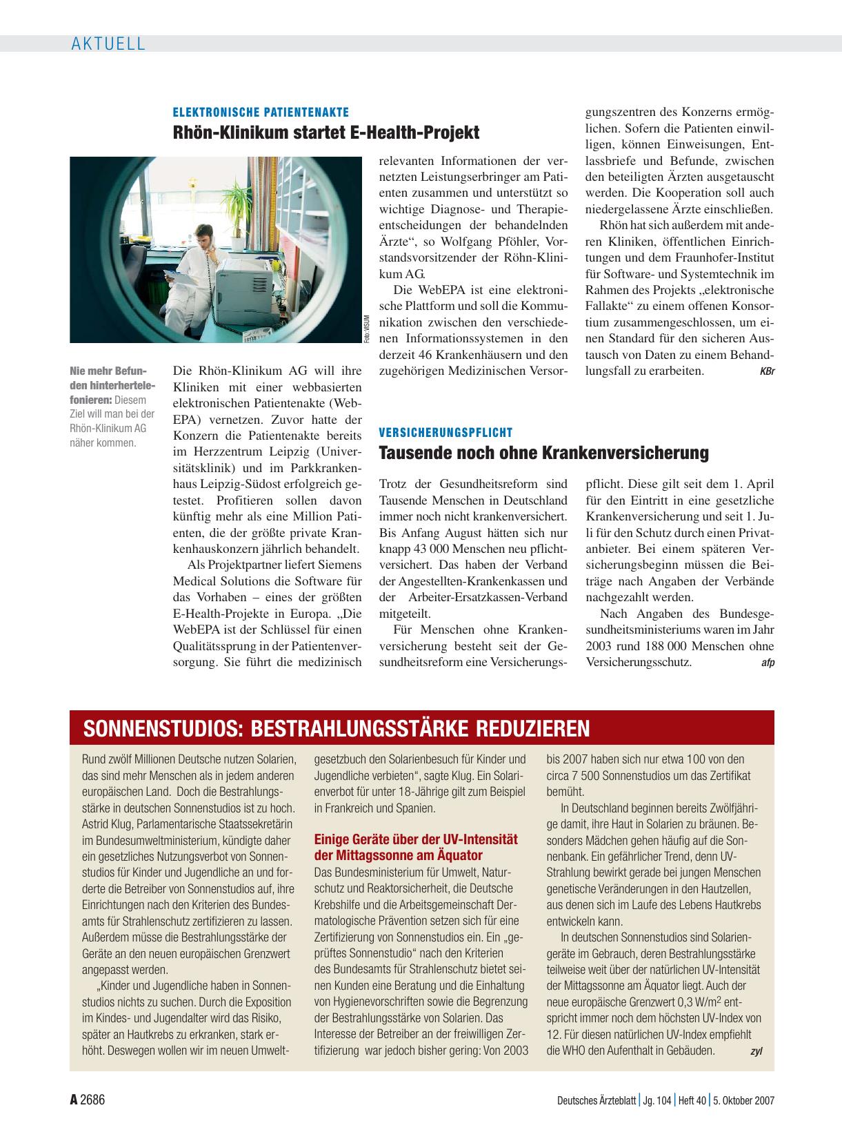 Vorschauseite 1: Sonnenstudios: Bestrahlungsstärke reduzieren