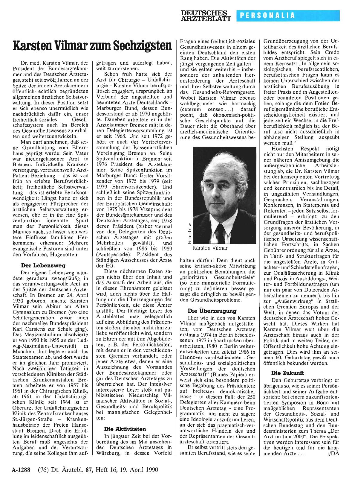Vorschauseite 1: Karsten Vilmar zum Sechzigsten