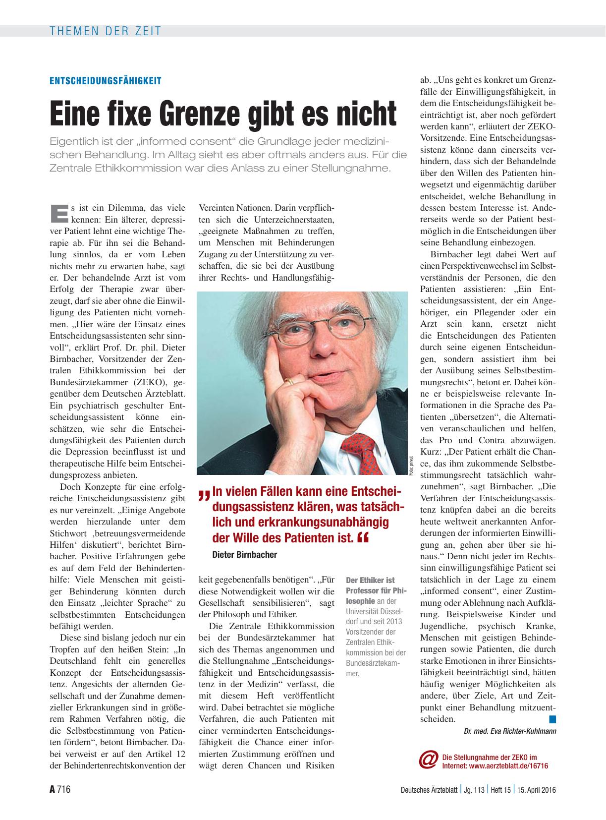 Vorschauseite 1: Entscheidungsfähigkeit: Eine fixe Grenze gibt es nicht