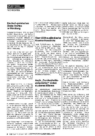 Vorschauseite 1: Über 5000 ausländische Krankenhausärzte