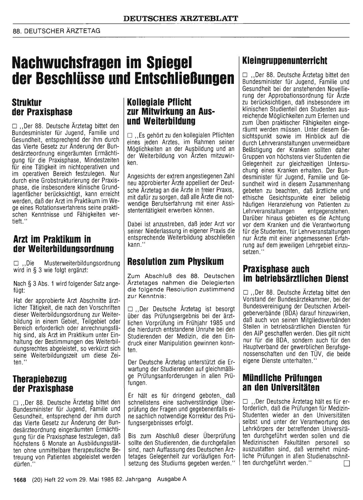 Vorschauseite 1: Nachwuchsfragen im Spiegel der Beschlüsse und Entschließungen