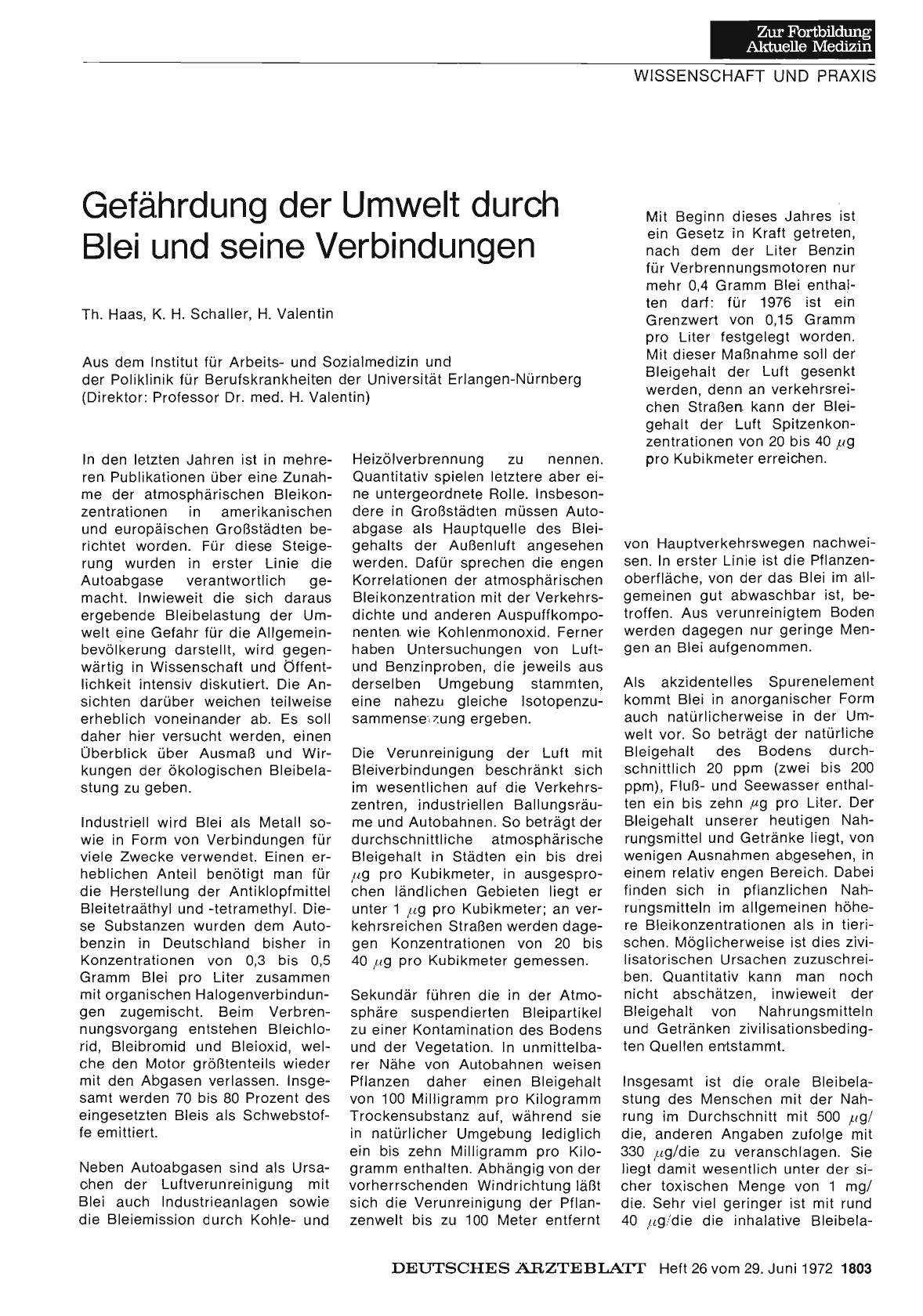 Vorschauseite 1: Gefährdung der Umwelt durch Blei und seine Verbindungen