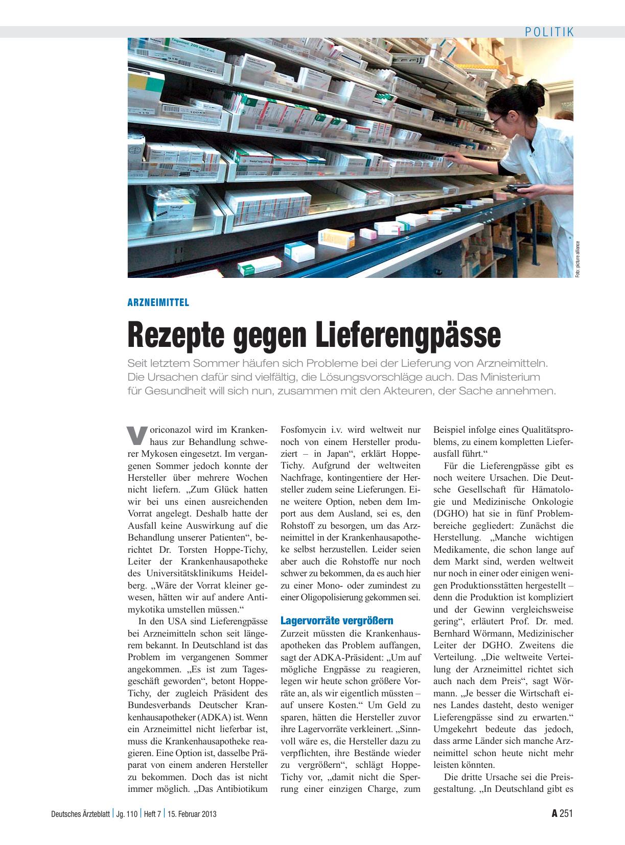 Vorschauseite 1: Arzneimittel: Rezepte gegen Lieferengpässe