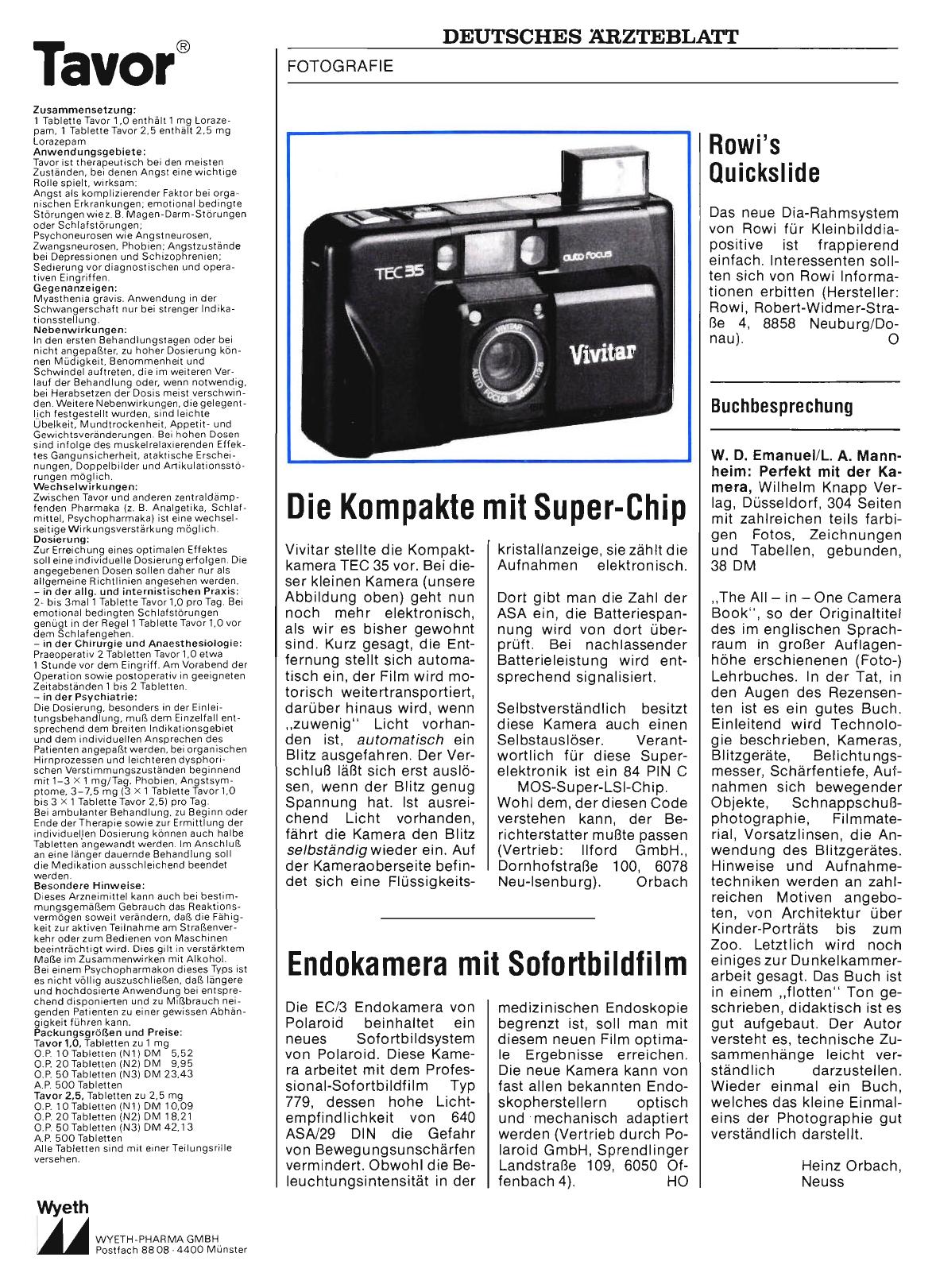 Vorschauseite 1: Endokamera mit Sofortbildfilm