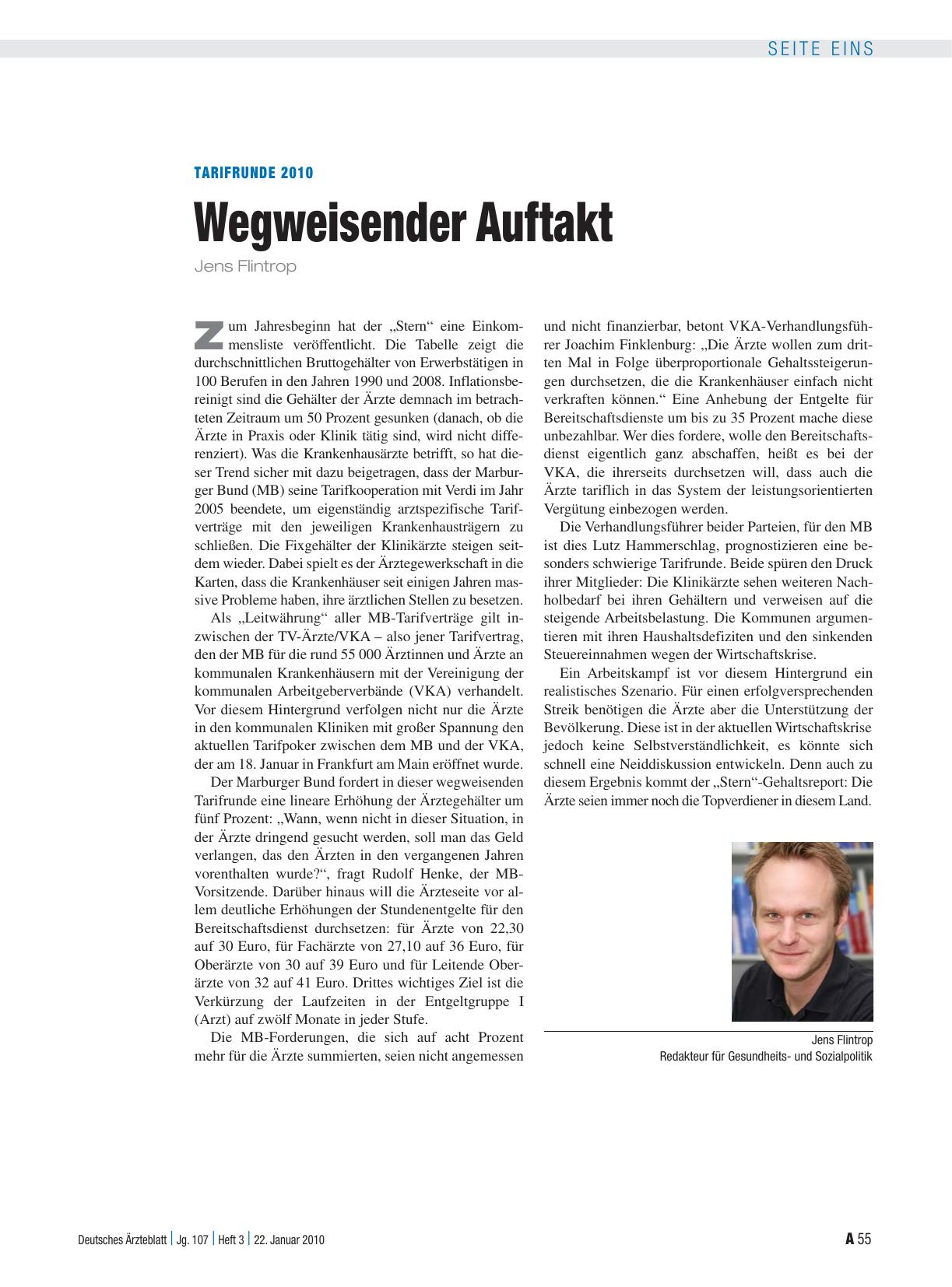 Vorschauseite 1: Tarifrunde 2010: Wegweisender Auftakt