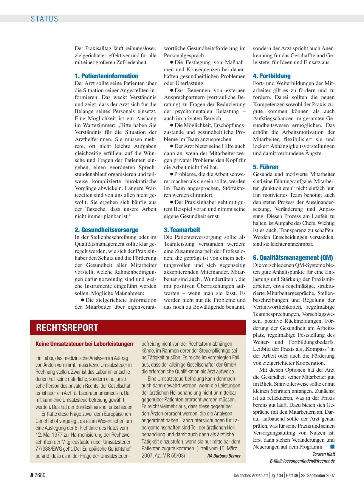 Vorschauseite 1: Keine Umsatzsteuer bei Laborleistungen