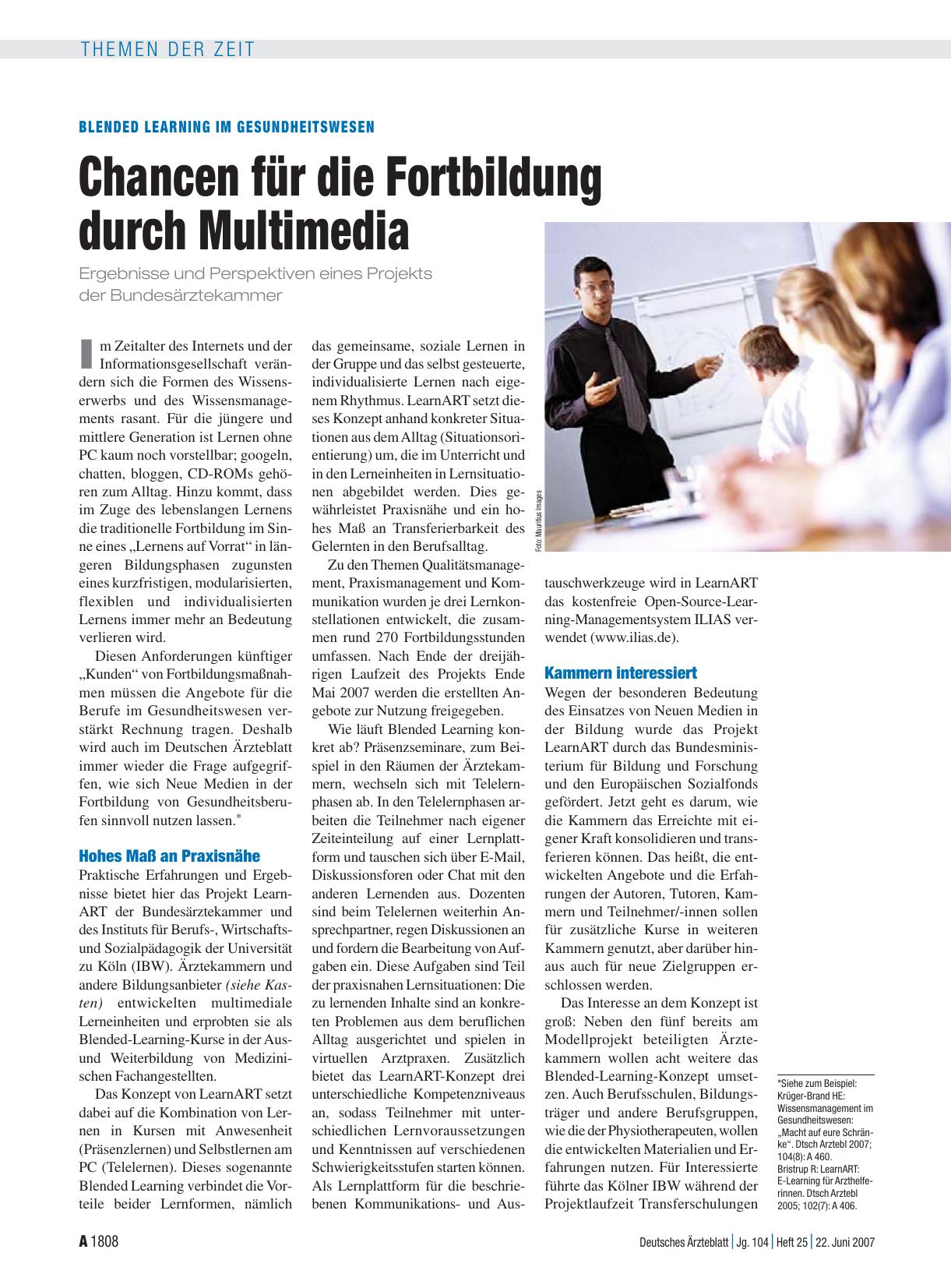 Vorschauseite 1: Blended Learning im Gesundheitswesen: Chancen für die Fortbildung durch Multimedia
