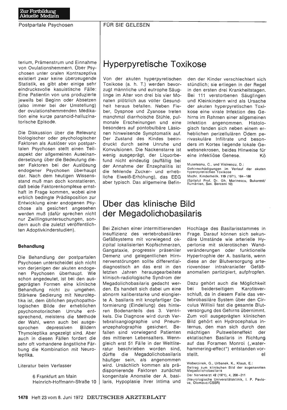 Vorschauseite 1: Über das klinische Bild der Megadolichobasilaris