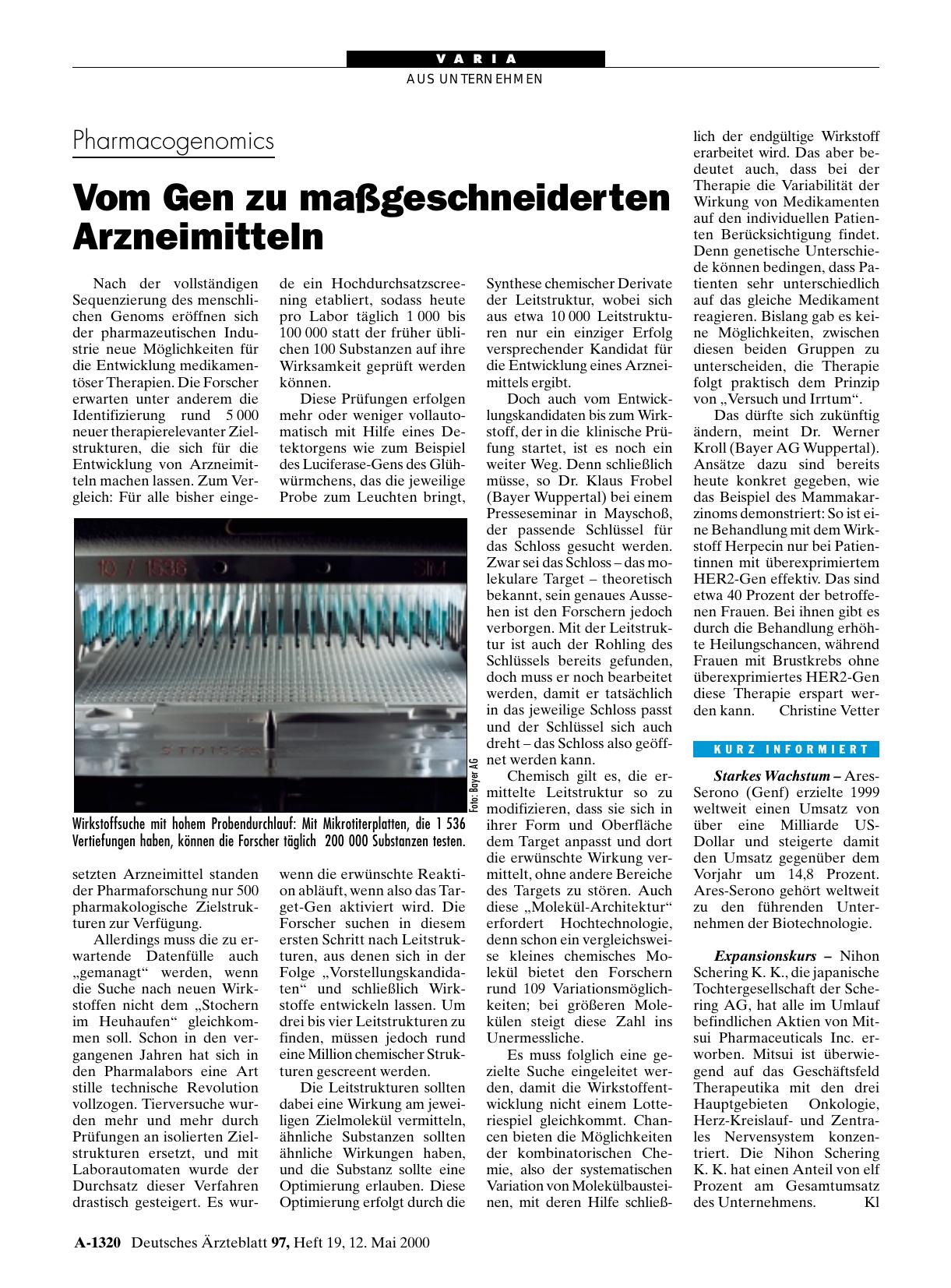 Vorschauseite 1: Pharmacogenomics: Vom Gen zu maßgeschneiderten Arzneimitteln