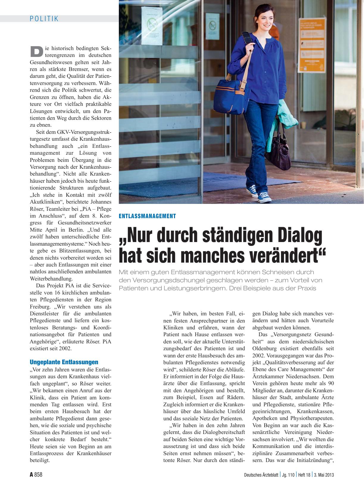 Vorschauseite 1: Entlassmanagement: „Nur durch ständigen Dialog hat sich manches verändert“
