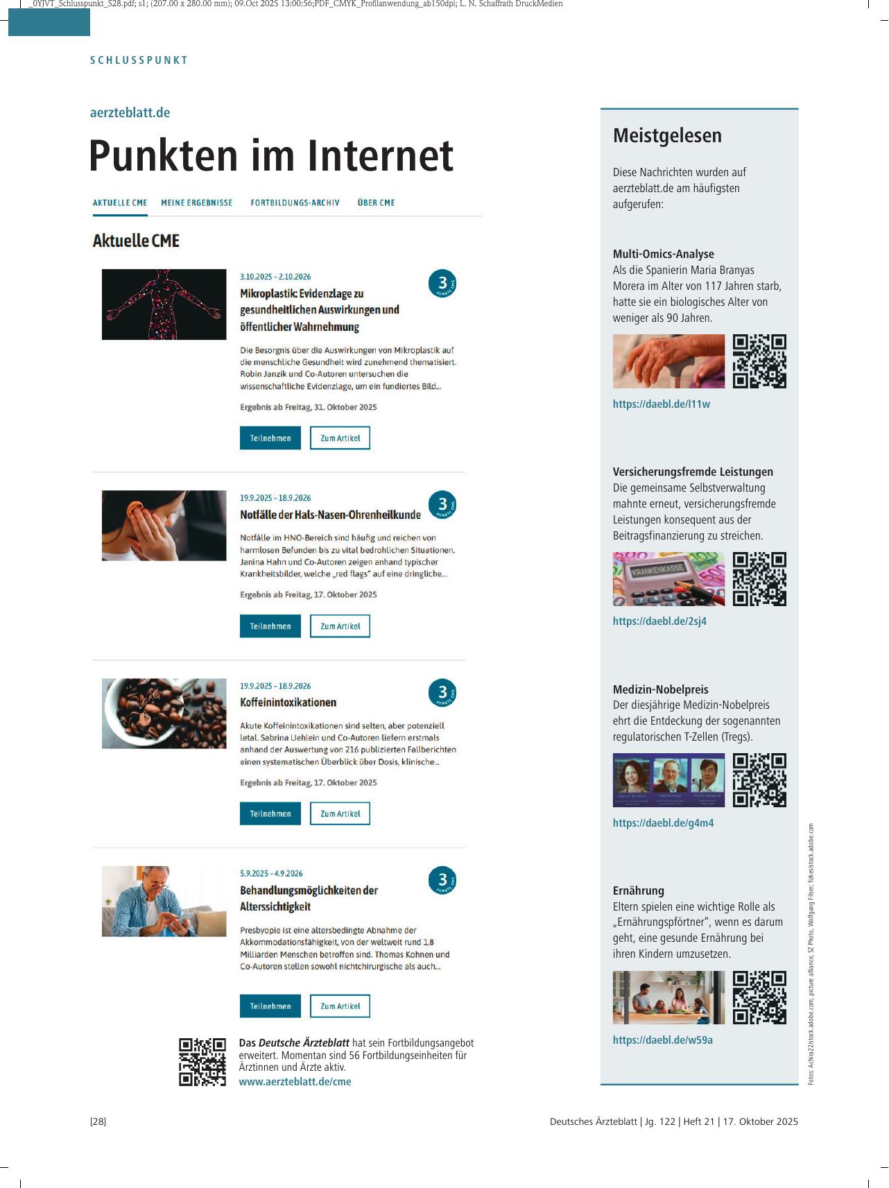 Vorschauseite 1: aerzteblatt. de: Punkten im Internet