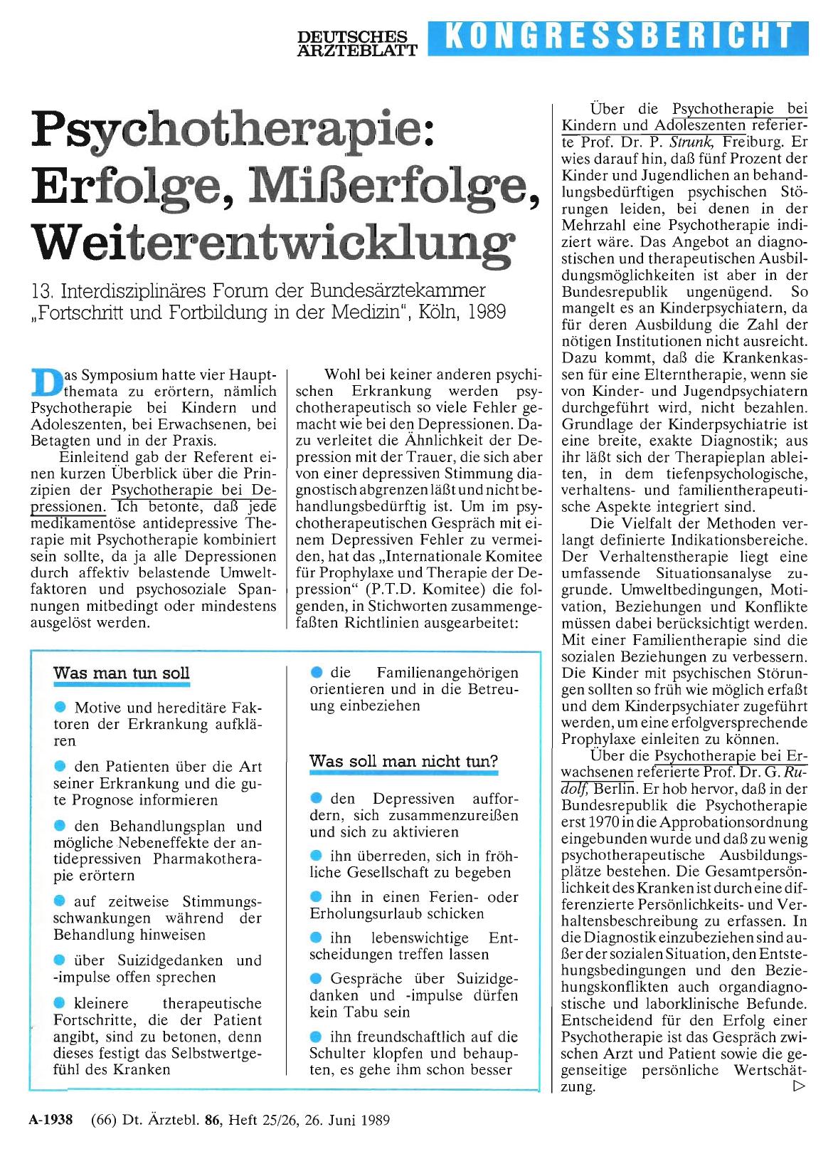 Vorschauseite 1: Psychotherapie: Erfolge, Mißerfolge, Weiterentwicklung: 13. Interdisziplinäres Forum der Bundesärztekammer „Fortschritt und Fortbildung in der Medizin“, Köln, 1989