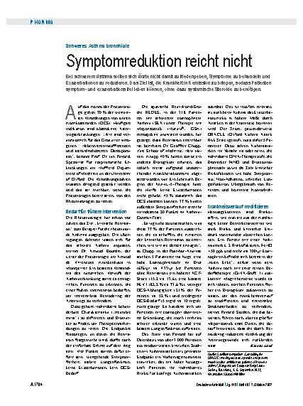 Vorschauseite 1: Schweres Asthma bronchiale: Symptomreduktion reicht nicht