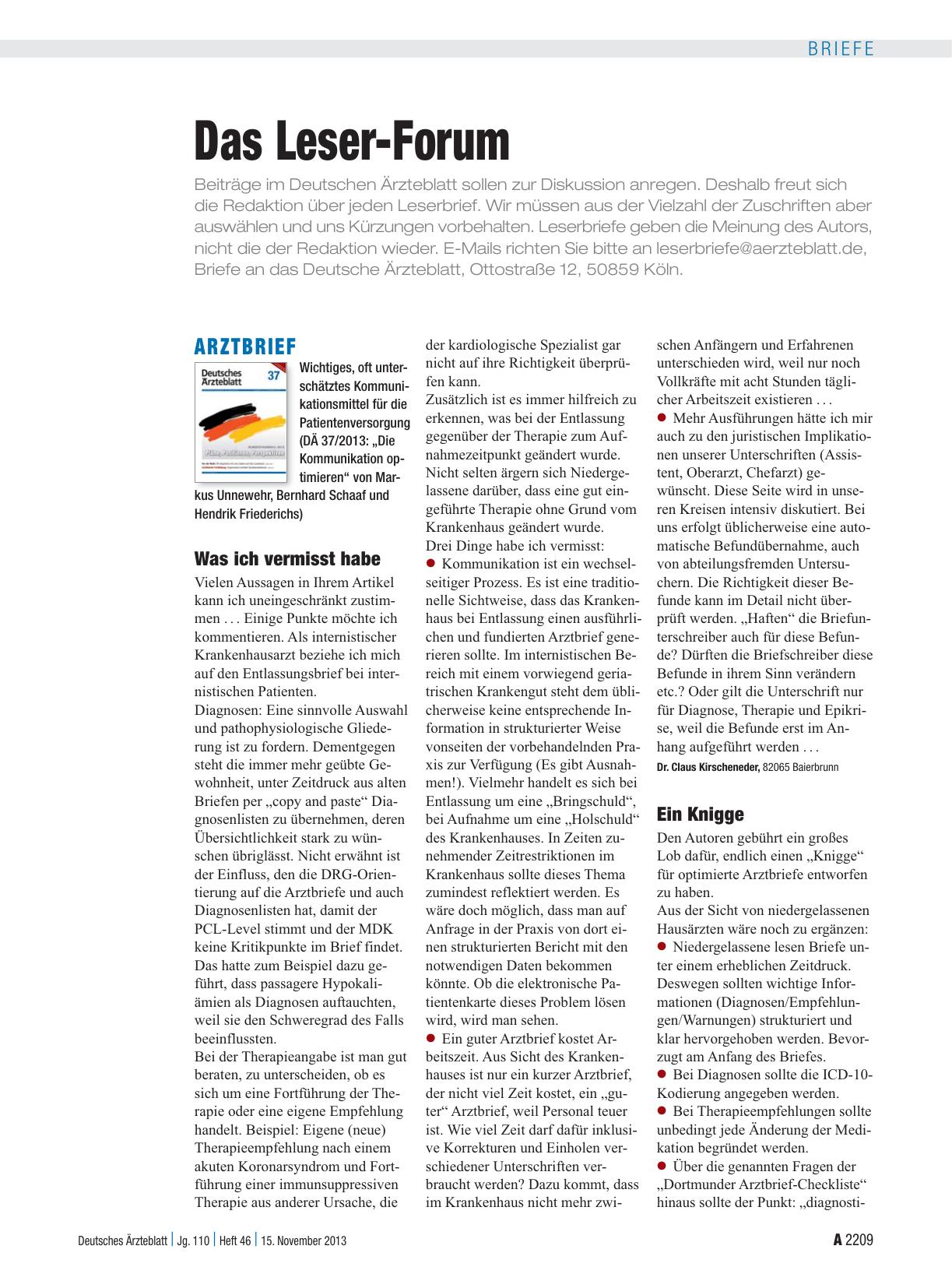 Vorschauseite 1: Arztbrief: Ein Knigge
