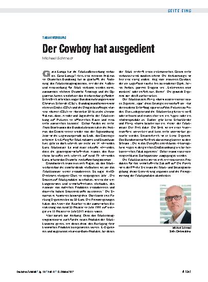 Vorschauseite 1: Tabakwerbung: Der Cowboy hat ausgedient