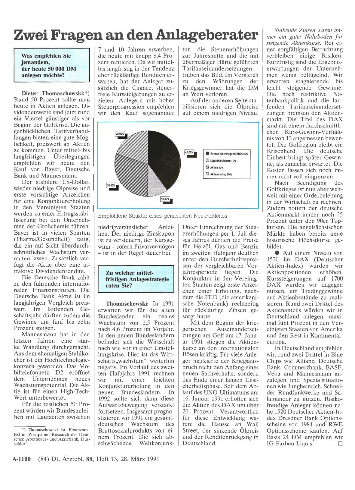 Vorschauseite 1: Zwei Fragen an den Anlageberater