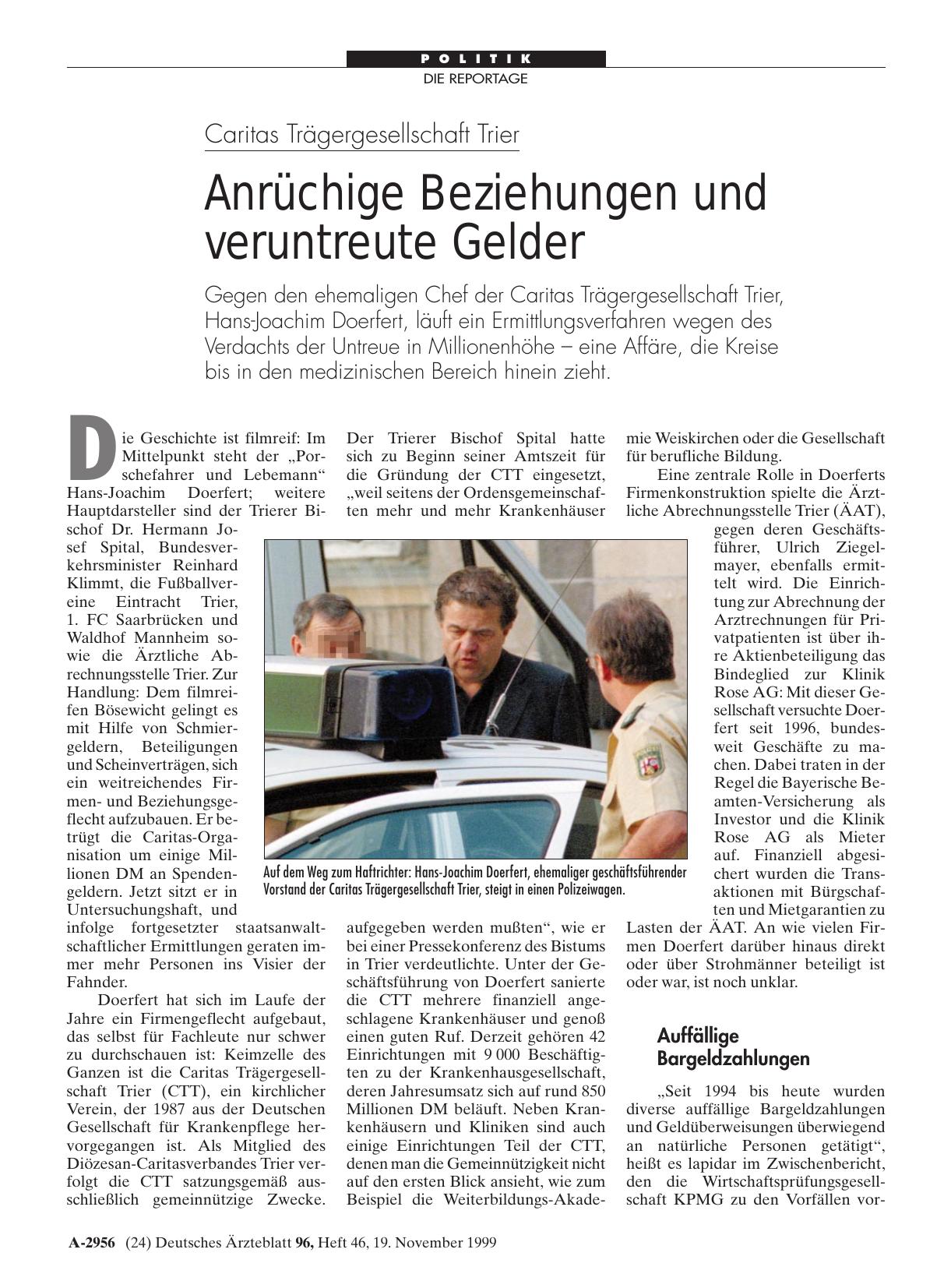 Vorschauseite 1: Caritas Trägergesellschaft Trier: Anrüchige Beziehungen und veruntreute Gelder