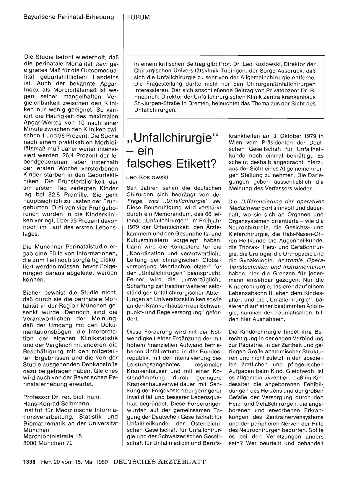 Vorschauseite 1: „Unfallchirurgie“ — ein falsches Etikett?