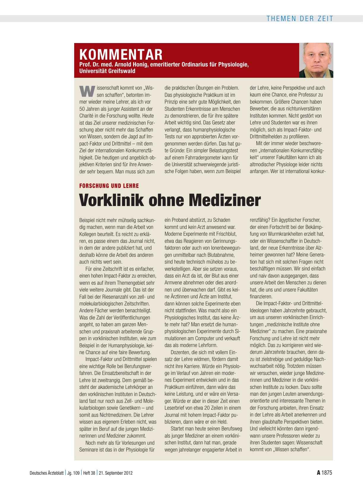 Vorschauseite 1: Forschung und Lehre: Vorklinik ohne Mediziner